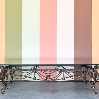 Wrought Iron Seahorse and Tassel Coffee Table