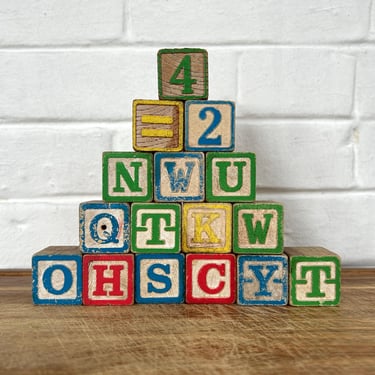 1960's Vintage Wooden Blocks (Alphabet & Numbers) 