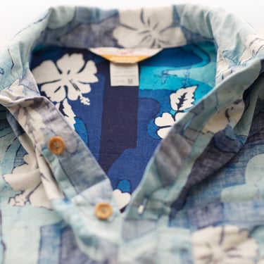 Vintage 1960s Jantzen Hawaiian Shirt | Reverse Print Blue | Medium | 11 