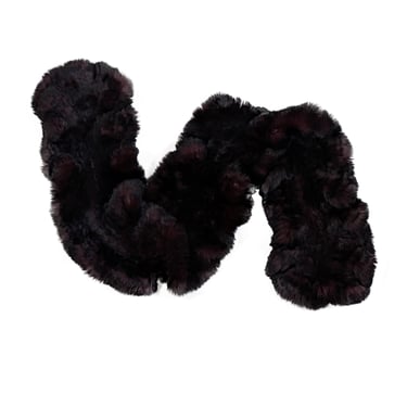 Linda Richards - Maroon & Black Rabbit Fur Scarf