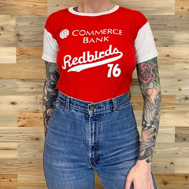 70's Vintage Redbirds Jersey-Style Baseball Tee Shirt 