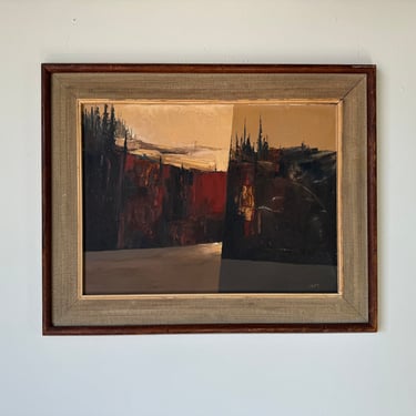 1960's Lewis Scott Croft ( 1911 - 1980 ) Expressionist Absttract Landscape Painting, Framed 