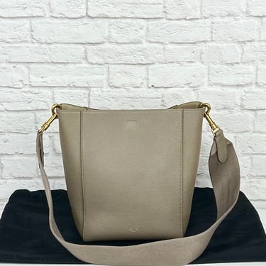 Celine Sangle Small Bucket bag in soft grained calfskin, Taupe