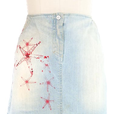 Versace Starfish Print Denim Mini Skirt