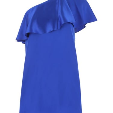 SAINT LAURENT WOMAN Blue Satin Mini Dress