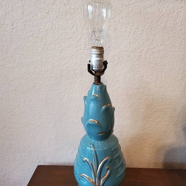 Mid Century  lamp with blue and gold Accents, 1950's 