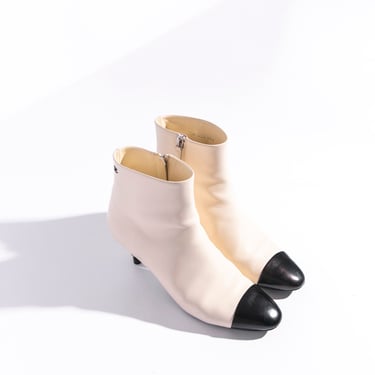 CHANEL Cream Ankle Boots (Sz. 39.5)