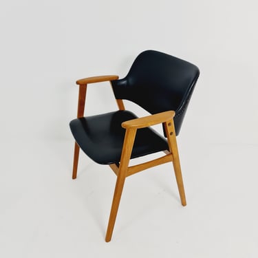 Mid century Danish Teak and Leather arm chair by Erik Kirkegaard for Glostrup, 1960s 