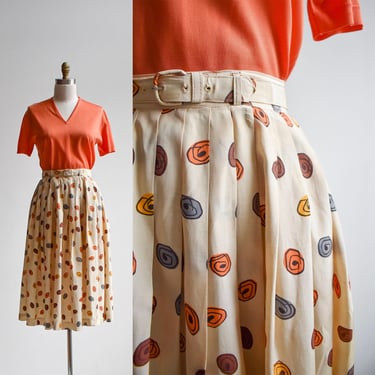 1950s Silk Abstract Polka Dot Skirt 