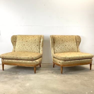 Pair Vintage Wingback Loveseats after Paolo Buffa 