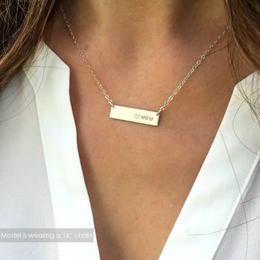 Custom Name Bar Necklace, Short Bar Necklace, Personalized Bar Necklace, Gold Fill,Sterling Silver,Bridesmaid Necklace,LEILAjewelryshop,N280 