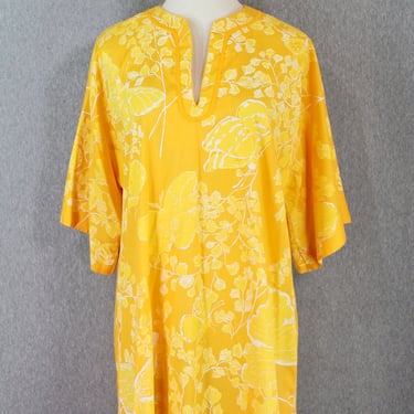 1960s 1970s Yellow Butterfly Mini Dress - Tunic - Vanda Fashions Key West -  Size L 