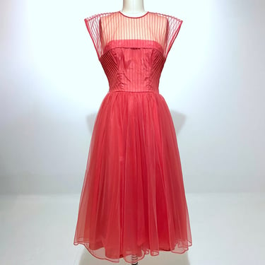 Coral Vintage Chiffon Dress