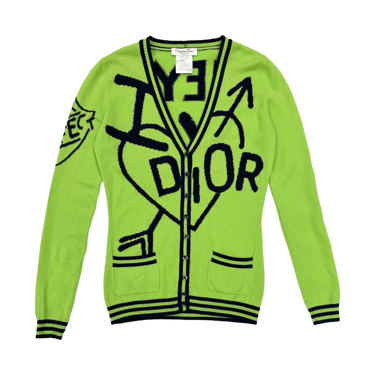 Dior Lime Green Logo Sweater Top