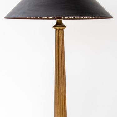 Neoclassical Style Gilt Metal Column Table Lamp