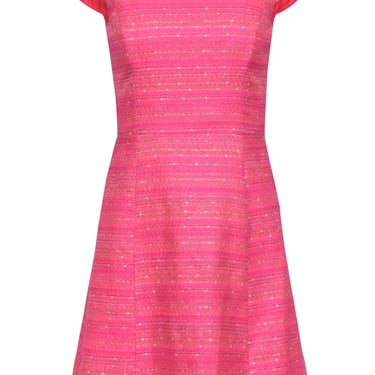 Lilly Pulitzer - Hot Pink & Metallic Tweed Cap Sleeve Dress Sz 2