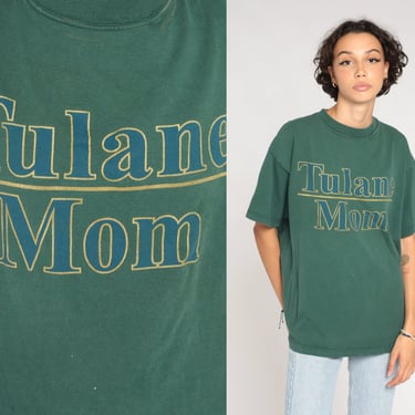 Tulane Mom Shirt 90s University T-Shirt New Orleans College Mother Parent Graphic Tee Louisiana Pelicans Tshirt Green Vintage 1990s Large L 