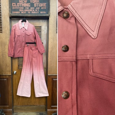 Vintage 1970’s Deadstock Disco Glam Ombré Two-Piece Cotton Denim Outfit, Jacket & Flare Jeans, Two Piece Set, Deadstock, Glam, Ombré, 1970’s 