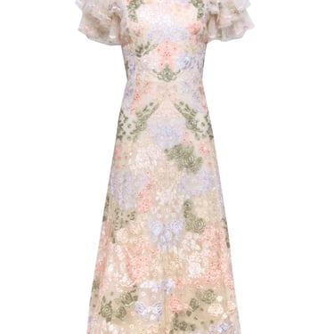 Needle and Thread - Pastel Pink Floral Embroidered Formal Dress Sz 12