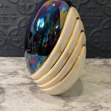 Iridescent Vase with Cream and gold Trim Lee Cain