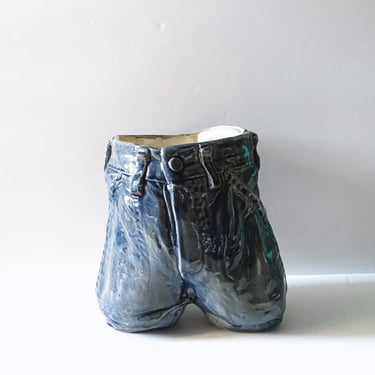 Vintage Ceramic Jeans Planter 