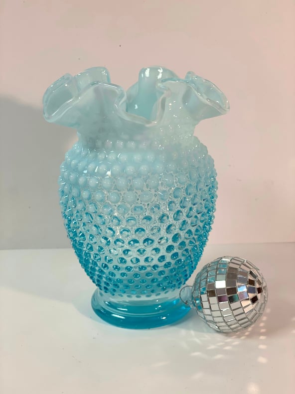 Fenton Aqua Medium Hobnail Vase
