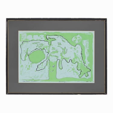 1967 "The Moon is Green" Serigraph on Paper Mid Century Modern 