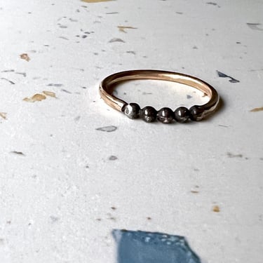 Ellipsis Band in Gold and Black Silver Simple Geometric Stacking Band in 14k goldfilled and sterling silver wire 