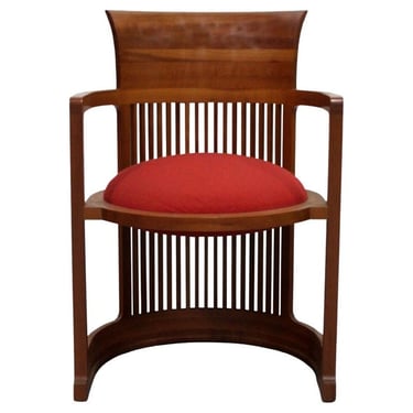 Frank Lloyd Wright Prairie Mission Style Cherry Barrel Chair 