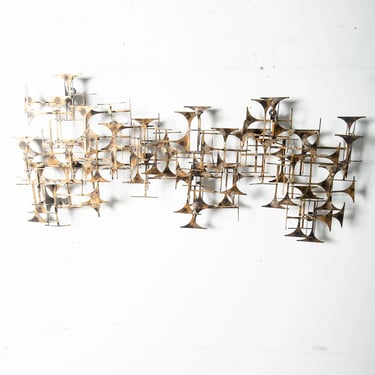 Mid Century Modern Gilded Metal Wall Sculpture Abstract Original Marc Weinstein