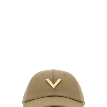 Valentino Garavani Women Sage Green Stretch Cotton Baseball Cap