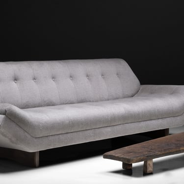 Adrian Pearsall Sofa in Wool Blend by Rosemary Hallgarten / Primitive Coffee Table