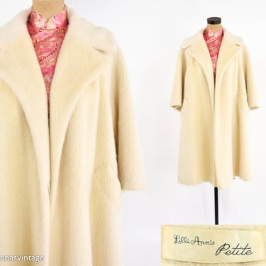 Lilli Ann | 1960s Creme Wool Coat | 60s Off White Wool Coat | Lilli Ann Petite | Large 
