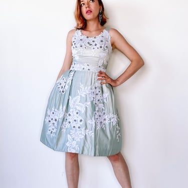 1960s Bejeweled Cinderella Dress, sz. XS/S