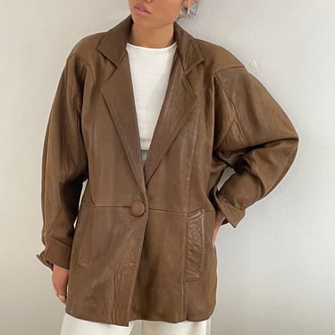 Dior leather jacket / vintage Christian Dior brown genuine butter soft leather oversized batwing jacket coat | Large 