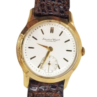 14K Gold Mid Century Mens Wristwatch International Watch Co Schaffhausen IWC 