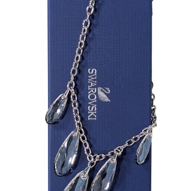 Swarovski - Silver Chain Necklace w/ Large Teardrop Crystals