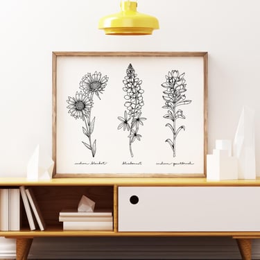 Poster // Wildflowers Trio // Hand drawn Southwestern wildflowers // Multiple Sizes Available 
