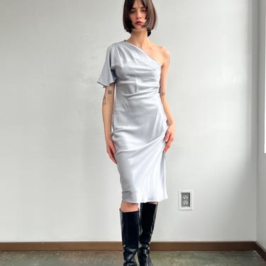 Ice Blue Silk Asymmetric Dress (S)
