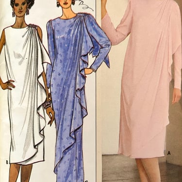 Vintage Plus Size Sewing Pattern, Draped  Cocktail Dress, Grecian, Butterick 