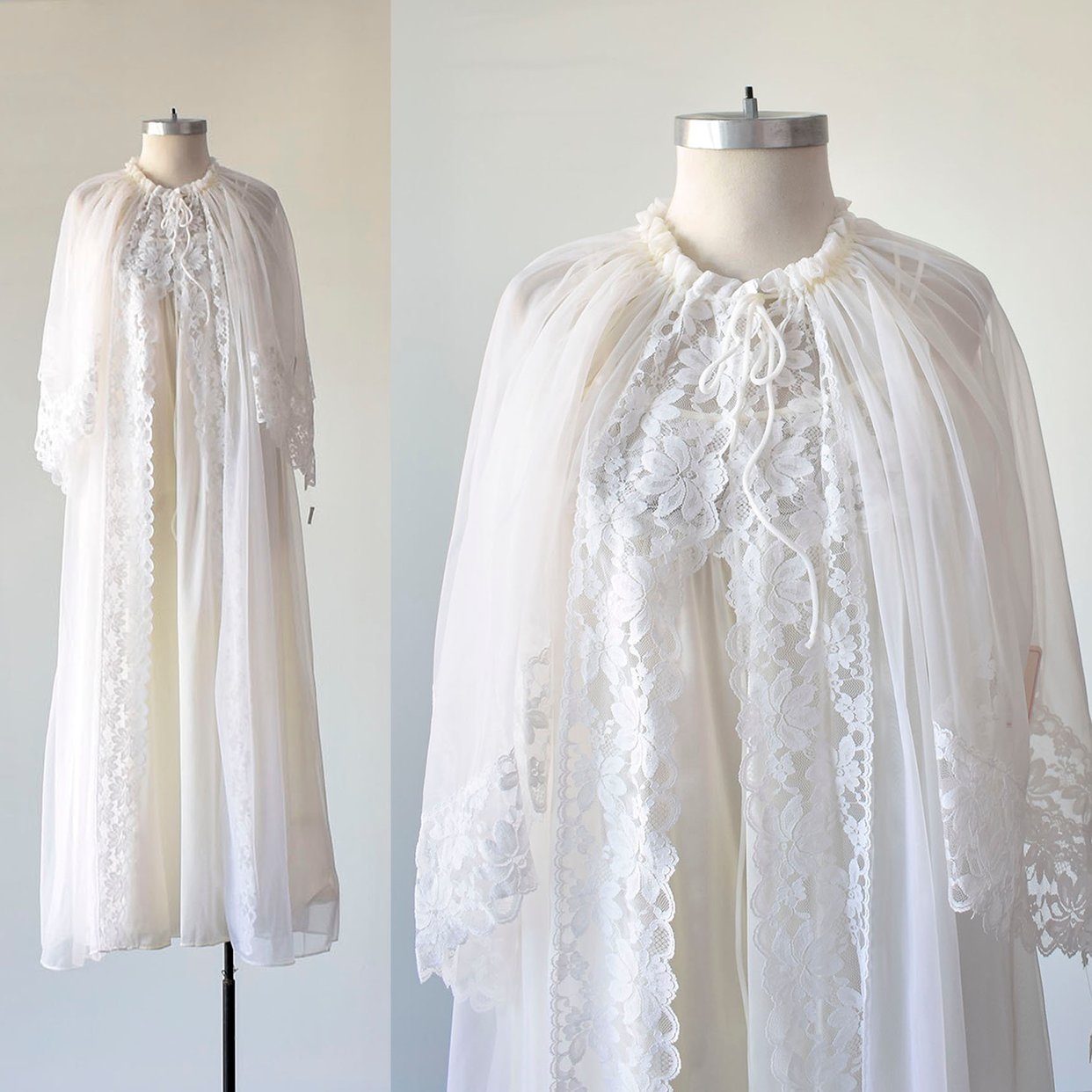 Vintage 1970s Lounge Set / Vintage Nightgown & Robe / White | Milk ...