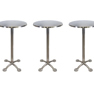 Contemporary Modern Aluminum Chrome Pub Table (3 Total. Sold as singular tables) 