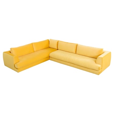 Bespoke Yellow Mohair Velvet Upholstered Sectional Sofa