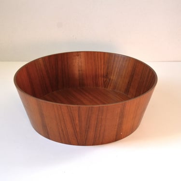 Mid Century 12" Bent Wood Fruit or Snack Bowl in Vivid Wood Grain 