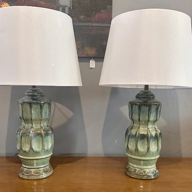 Pair of Midcentury Glazed Ceramic Table Lamps