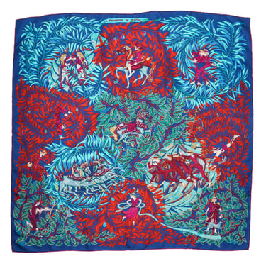Hermes Vintage La Promenade De Platon by Annie Faivre Greek Garden Silk Scarf