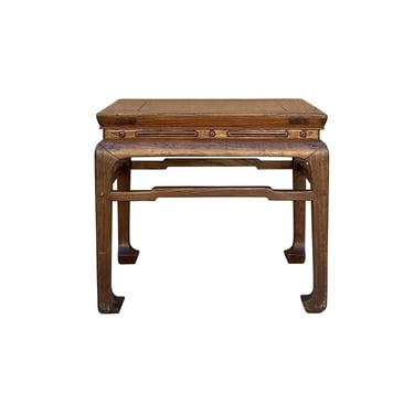 Chinese Rustic Vintage Brown Square Wood Stool Table Stand ws2570E 
