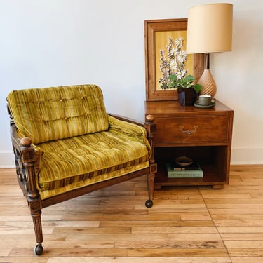 Chartreuse Velvet Striped Chair