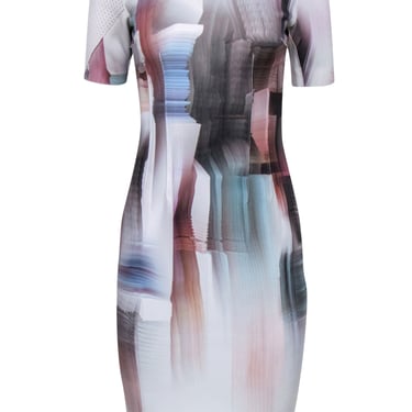 Elie Tahari - Multicolor Mesh &amp; Digital Print Neoprene Dress Sz 2