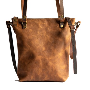 Made in USA | Classic Leather Tote Bag | Handmade Leather Purse | Small Leather Handbag 